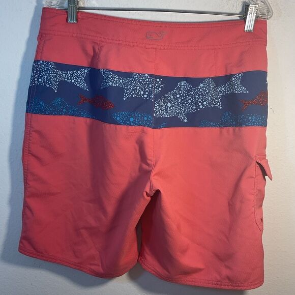 VINEYARD VINES MENS BOARD SHORTS MEDIUM PINK BLUE SWIM TRUNKS BEACH CASUAL DAY - Picture 5 of 9